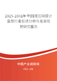 2025-2031年中國液壓隔膜計量泵行業現狀分析與發展前景研究報告